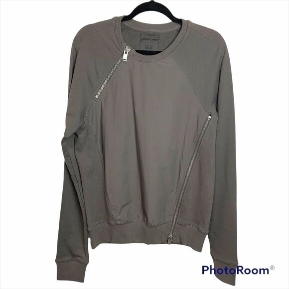 SIKI IM Grey Crew Neck Multi Zipper Pullover Cotton Sweater - Picture 1 of 6